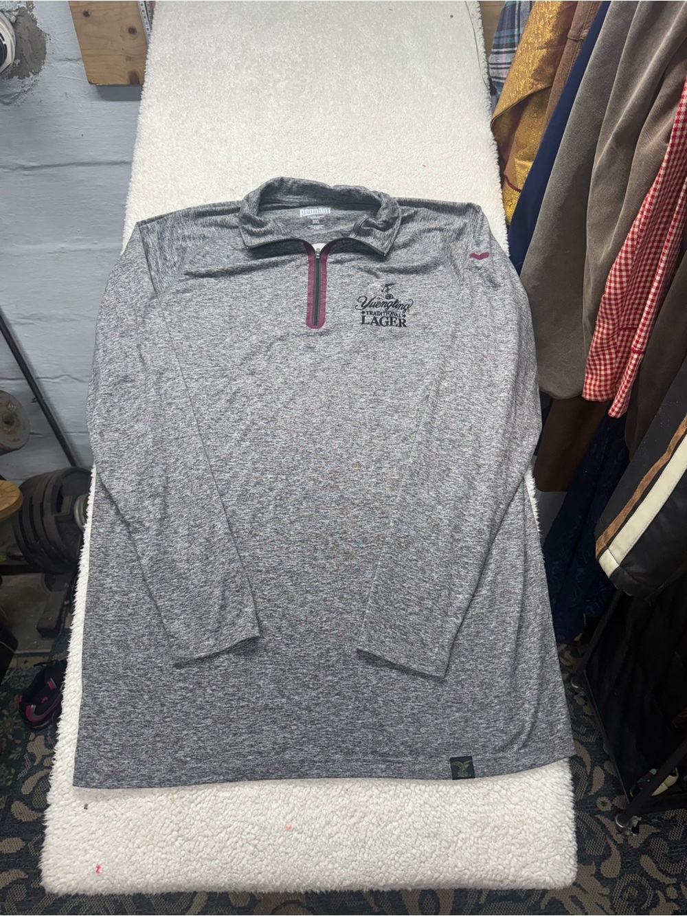 Yuengling Traditional Lager Heather Gray Men's Long-Sleeve Quarter-Zip XXXL
